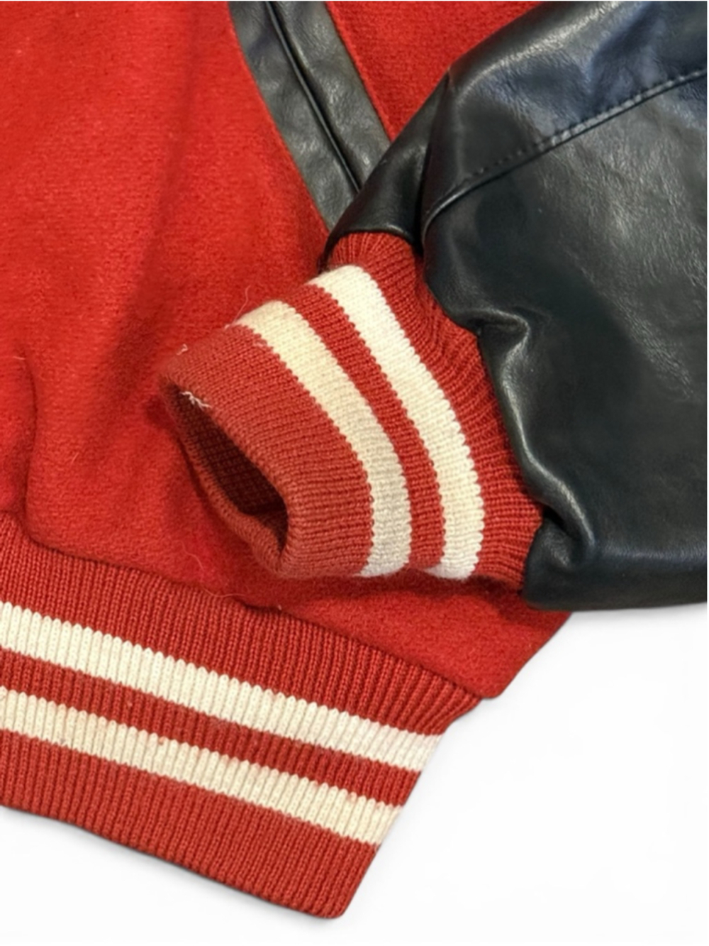 Kesslers Women’s Varsity Letterman Jacket Red/Black Leather Wool Bomber Sz L - Picture 5 of 11